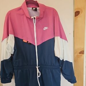 Nike Women's Pink and Navy Bomber Jacket